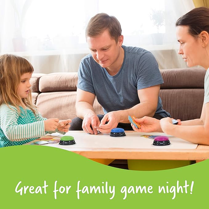 Learning Resources Answer Buzzers - Set of 4, Ages 3+, Assorted Colored Buzzers, Game Show Buzzers, Perfect for Family Game and Trivia Nights, for Kids