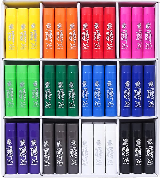 TBC The Best Crafts Paint Sticks, 12 Colors Pastel, Washable Paint, Non-toxic, Tempera Paint Sticks for Kids and Students (72 Colors 6 * 12 set)