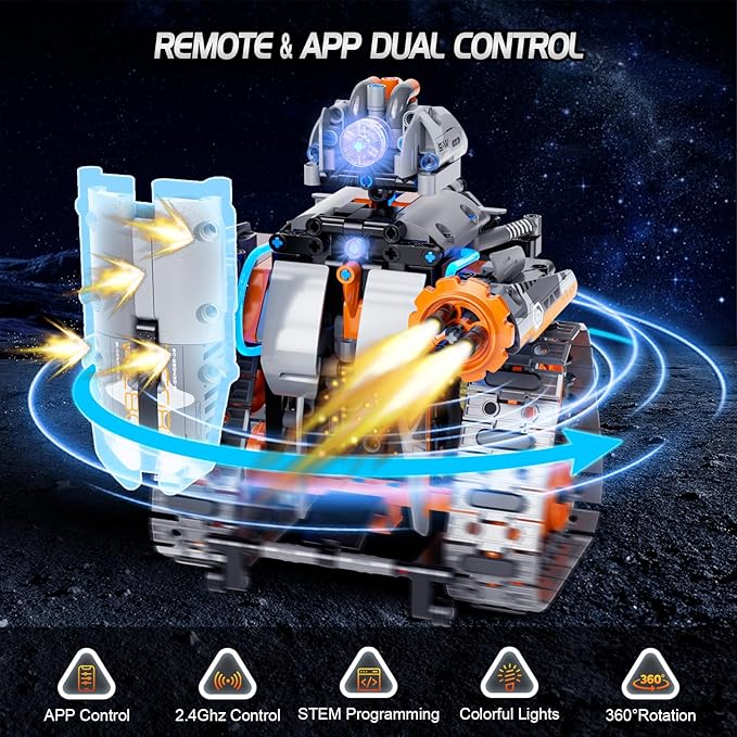 STEM Building Toys for Boys 6-12, 5in1 Remote & APP Controlled Car/Tank/Robot/Tracked Racer STEM Building Kit, RC Car 552 Pcs Educational Learning Building Blocks for Kids, RC Car Set for Boy Girls