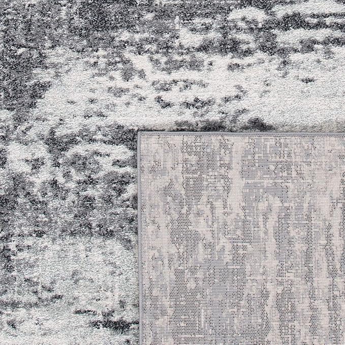 SAFAVIEH Evoke Collection 6'7" x 9' Ivory/Grey EVK272F Modern Abstract Non-Shedding Living Room Bedroom Dining Home Office Area Rug