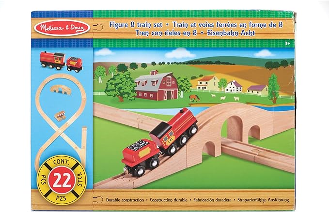 Melissa & Doug Classic Wooden Figure Eight Train Set (22 pcs)