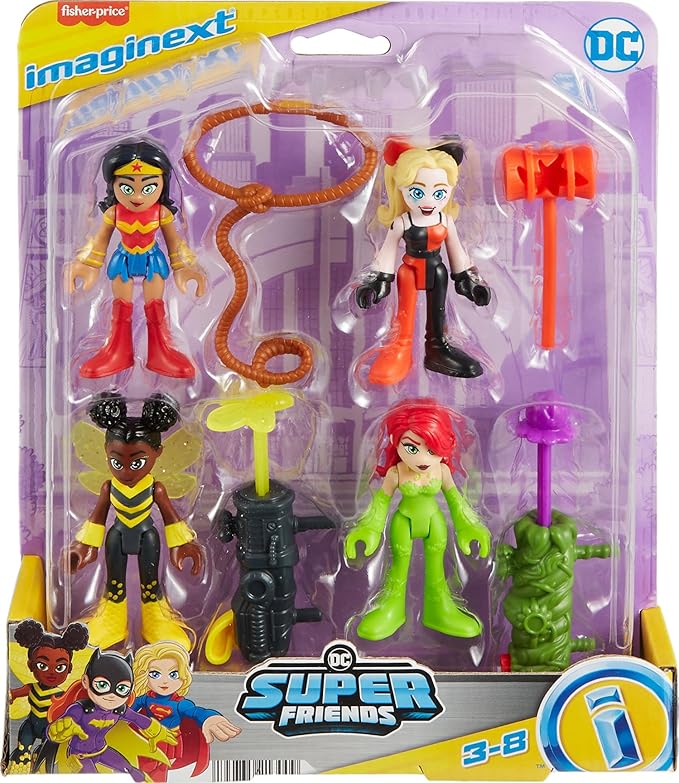 Fisher-Price Imaginext DC Super Friends Toys Rivals Figure Set with Wonder Woman Harley Quinn & Poison Ivy for Pretend Play Kids Ages 3+ Years