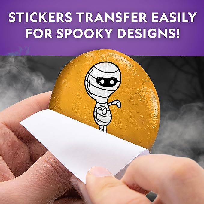 National Geographic Creepy Creatures Rock Painting Kit - Halloween Arts & Crafts Kit for Kids, Decorate 10 River Rocks with 10 Paint Colors & More Spooky Art Supplies, Halloween Kids Toys