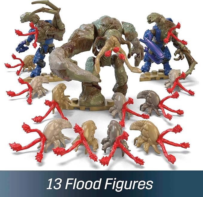 Mega Halo Infinite Building Toys Set, Floodgate Firefight with 634 Pieces, 4 Micro Action Figures, Poseable Articulation, Accessories, Kids or Adult