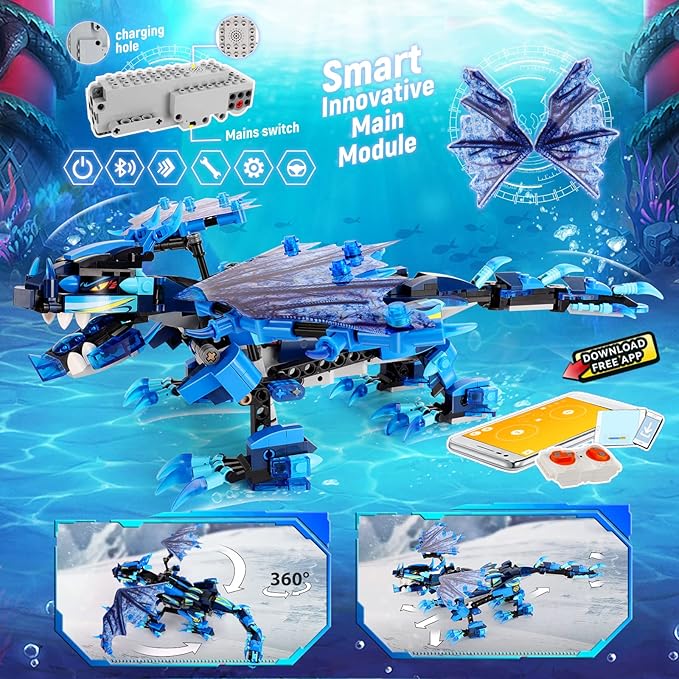 Sillbird Hurricane Dragon Building Kit, Remote & App-Controlled STEM Projects for Kids Age 8-12 Christmas Thanksgiving Birthday Toys Gifts for Boys Girls Age 7 8 9 10 11 12 14-16+ (549 Pieces)