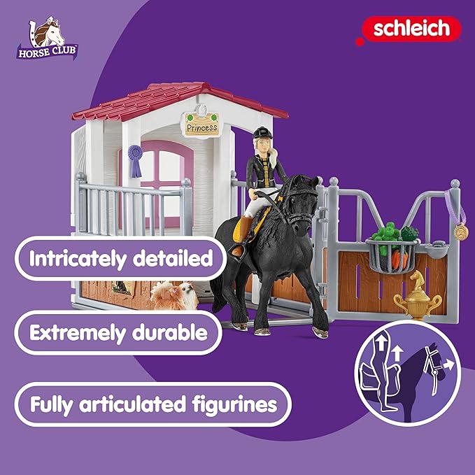 schleich HORSE CLUB — Horse Box with HORSE CLUB Tori & Princess, 26 Piece Horse Stable Play Set, Functional Horse Toys for Girls and Boys Ages 5+