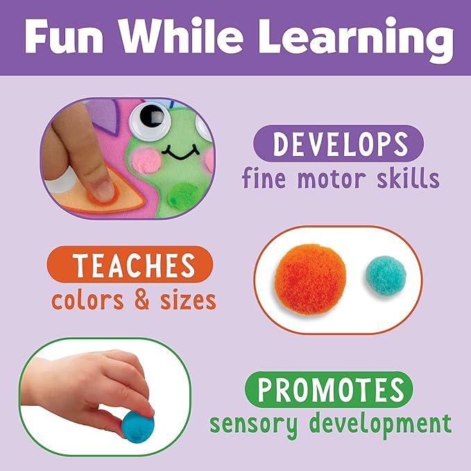 Creativity for Kids Pom Pom Pictures: Garden - Butterfly and Flower - Toddler Crafts, Sensory Toys Age 3-4+, Small