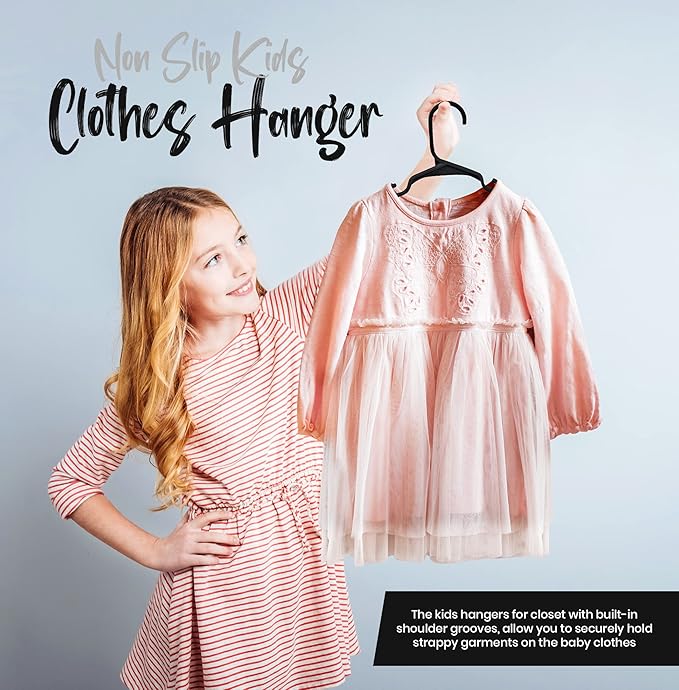 Utopia Home 40 Pack Kids Hangers - 11.5 Inch Plastic Baby Hangers for Closet - Childrens Hanger for Clothes & Infant Hanger for Closet - Ideal for Everyday Standard Use (Black)