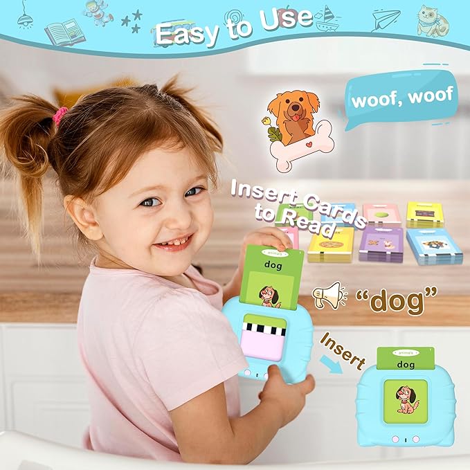 Talking Flash Cards for Toddlers 1-3, Educational Toddler Toys for 1 2 3 4 5 Years Old Boys Girls Birthday Gift, Montessori Learning Toys for Toddlers, Autism Sensory Toys, Pocket Speech Therapy Toys