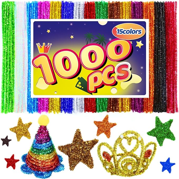Pipe Cleaners, Pipe Cleaners Craft, Arts and Crafts, Crafts, Craft Supplies, Art Supplies (1000 Glitter Pipe Cleaners)…