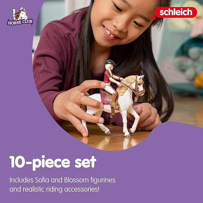 Schleich Horse Club — Sofia and Blossom 10 Piece Horse Club Play Set with Rider and Andalusian Mare, Horse Toys for Girls and Boys Ages 5-12