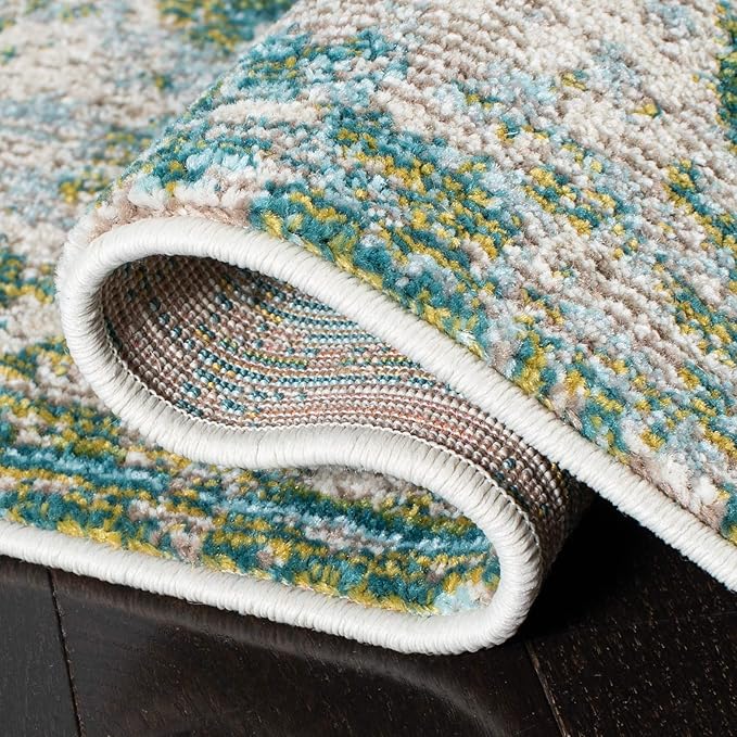SAFAVIEH Madison Collection 9' x 12' GreenBlue MAD499X Modern Abstract Non-Shedding Living Room Bedroom Dining Home Office Area Rug