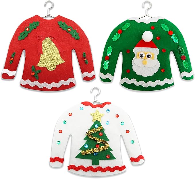 DIY Ugly Sweater Christmas Tree Ornaments, Holiday Craft Kit Toys for Kids-6 Packs