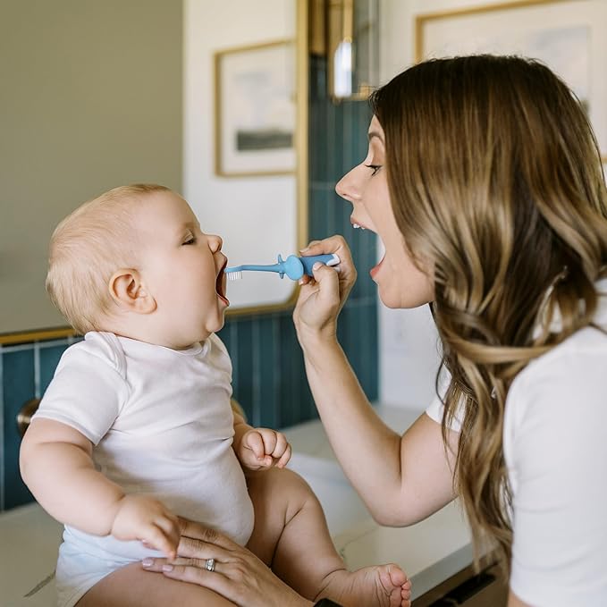 Dr. Brown's Infant-to-Toddler Training Toothbrush, Soft for Baby's First Teeth, Blue Elephant, 0-3 Years