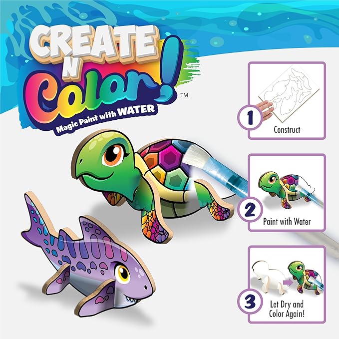 Magic Paint with Water - Mess Free Coloring for Toddlers - Toddler Travel Essential and Mess Free Painting Set - Toys and Gifts for Kids, All Craft Supplies Included (Sea'Sational)