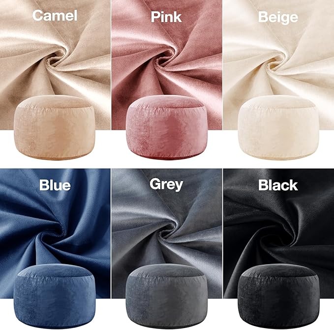 Large Bean Bag Chair: 3 ft Memory Foam Bean Bag Chairs for Adults/Kids,Bean Bag Chair with Fillings,Soft Faux Fur Fabric - Dutch Velvet, Grey, 3 Foot