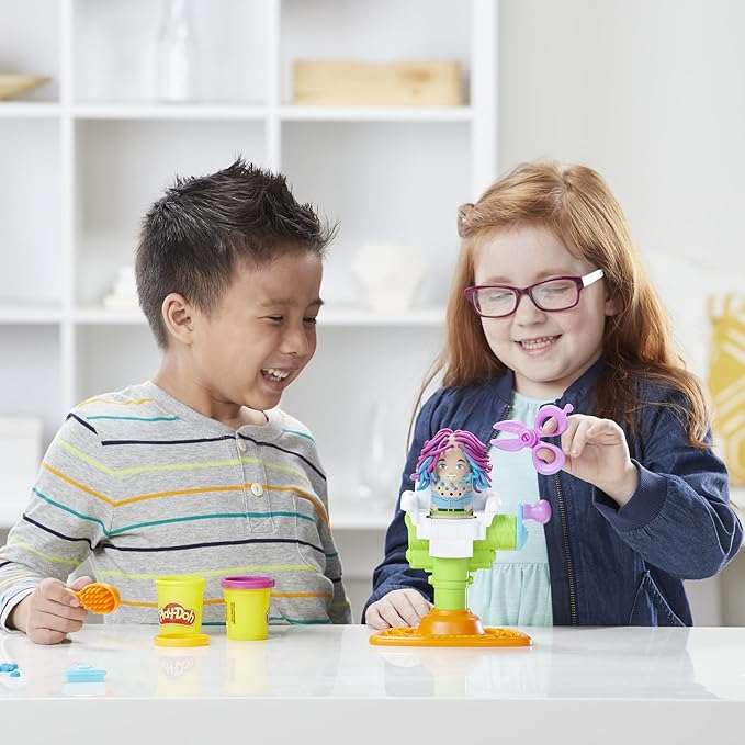 Play-Doh Buzz 'n Cut Fuzzy Pumper Barber Shop Set, Electric Buzzer, 5 Colors of 2-Ounce Cans, Preschool Toys, Christmas Gifts Girls & Boys, Ages 3+ (Amazon Exclusive)