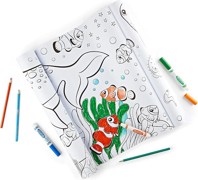 Crayola Giant Coloring Roll, 15 Perforated Ocean Coloring Pages, Gift for Kids, Ages 3, 4, 5, 6