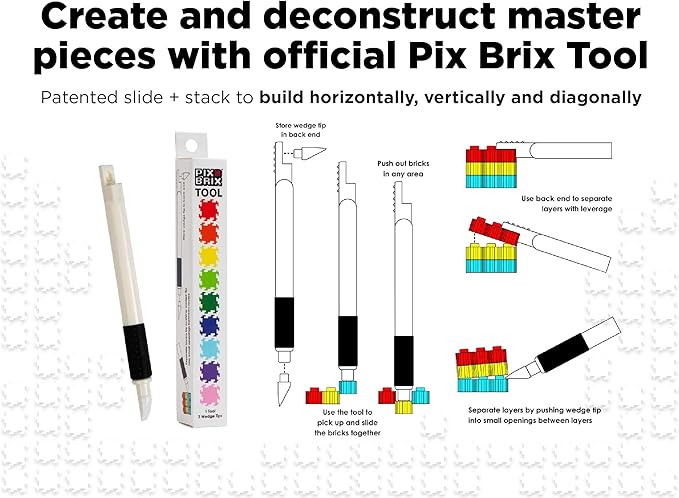 Pix Brix Pixel Art Puzzle Bricks – 6,000 Piece Pixel Art Container, 12 Color Dark Palette – Interlocking Building Bricks, Create 2D and 3D Builds Without Water or Glue – Stem Toys, Ages 6 Plus