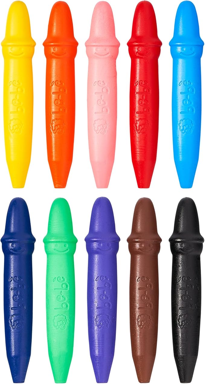 Prang be-be Jumbo Crayons for Small Children, Washable, Includes Sharpener, Assorted Colors, 20-Pack (73010),Large