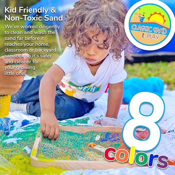 Classic Sand and Play Blue Colored Play Sand, 20 lb. Bag, Natural and Non-Toxic, Fun Wet and Dry Indoor and Outdoor, Sandbox, Therapy, and Table Use, Building, Stimulate Sensory Needs