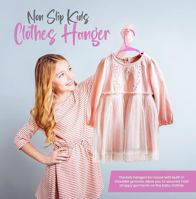 Utopia Home 40 Pack Kids Hangers - 11.5 Inch Plastic Baby Hangers for Closet - Childrens Hanger for Clothes & Infant Hanger for Closet - Ideal for Everyday Standard Use (Baby Pink)