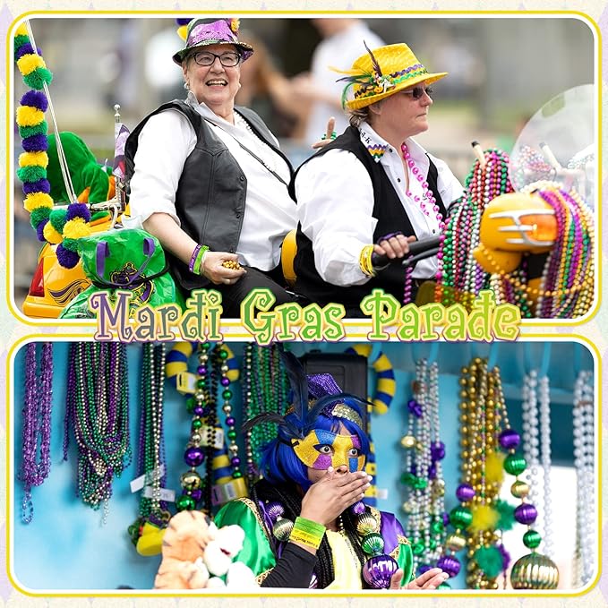 Yilloog Mardi Gras Silicone Bracelets Mardi Gras Parade Throws Bulk Party Favors Rubber Bracelets Party Supplies Decorations Goodie Bag Stuffers Fillers Silicone Wristbands(480 Pcs)