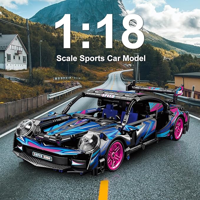 545 Piece Sports Car Model Building Kit for Kids,Teens and Adults,MOC 1:18 Racing Pull Back Car Model Building Set,STEM Educational Building Toy Car,Christmas Birthday Gift for Boy Girl Age 6+