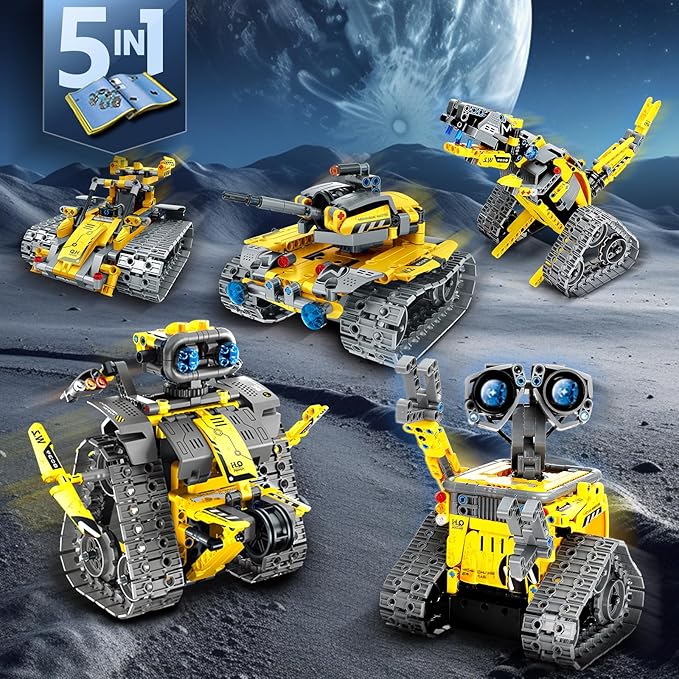 Sillbird STEM Building Toys for Ages 8-13, Remote & App Controlled Creator 5in1 Robot/Explorer Robot/Mech Dinosaur Toys Coding Set, Creative Gifts for Boys Girls Kids Aged 6 7 8-13 (488 Pieces)