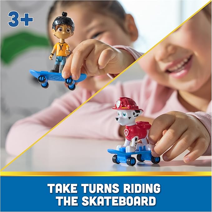 Paw Patrol Marshall & Daring Danny X Figures Set with Skateboard, Kids Toys for Boys and Girls Ages 3 and Up