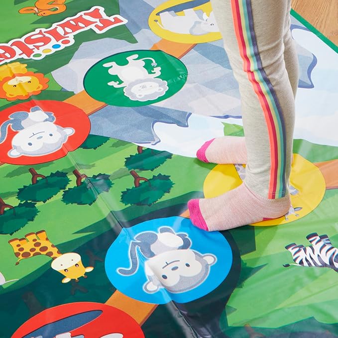 Hasbro Gaming Twister Junior Game, Animal Adventure 2-Sided Mat, 2 Games in 1, Party Game for Kids Ages 3 and Up, Indoor Game for 2-4 Players