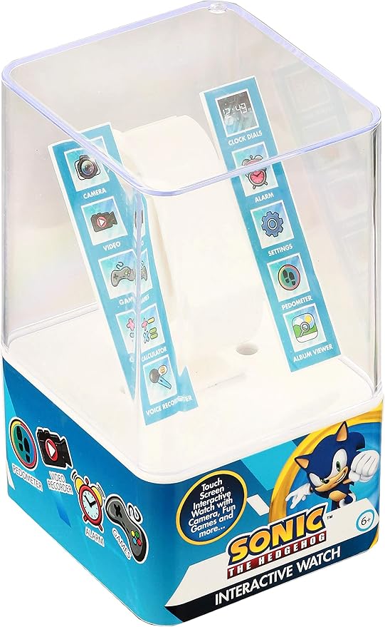 Accutime Kids SEGA Sonic The Hedgehog Blue Educational Touchscreen Smart Watch Toy for Boys, Girls, Toddlers - Selfie Cam, Learning Games, Alarm, Calculator, Pedometer (Model: SNC4141AZ)