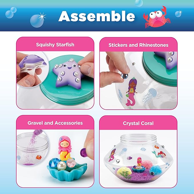 Creativity for Kids Crystal Mermaid Terrarium Kit - STEM Projects for Kids Ages 6-8+, Arts and Crafts for Girls and Boys, Multicolor