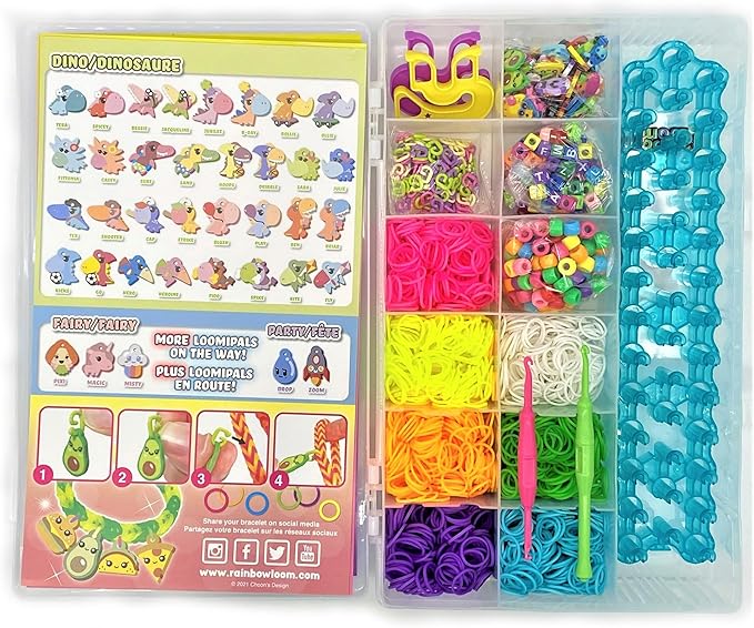 Rainbow Loom® Loomi-Pals™ Combo Set, Features 60 Cute Assorted LP Charms, The New RL2.0, Happy Looms, Hooks, Alpha & Pony Beads, 2300 Colorful Bands All in a Carrying Case forBoys and Girls 7+