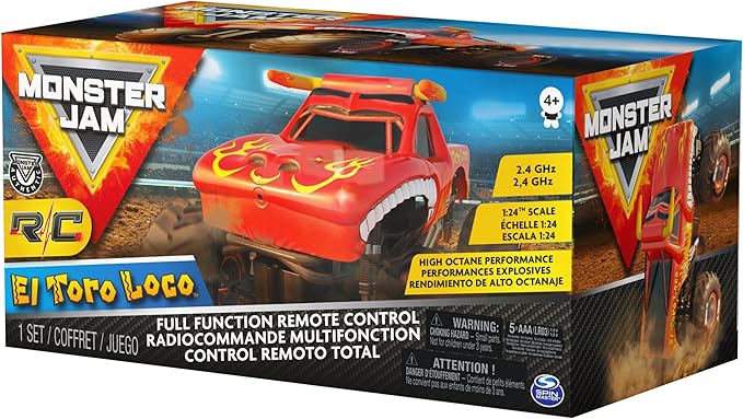 Monster Jam, Official El Toro Loco Remote Control Monster Truck for Boys and Girls, 1:24 Scale, 2.4 GHz, Kids Toys for Ages 4-6+