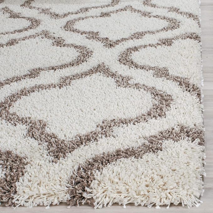 SAFAVIEH Hudson Shag Collection Runner Rug - 2'3" x 12', Ivory & Beige, Moroccan Design, Non-Shedding & Easy Care, 2-inch Thick Ideal for High Traffic Areas in Living Room, Bedroom (SGH284D)