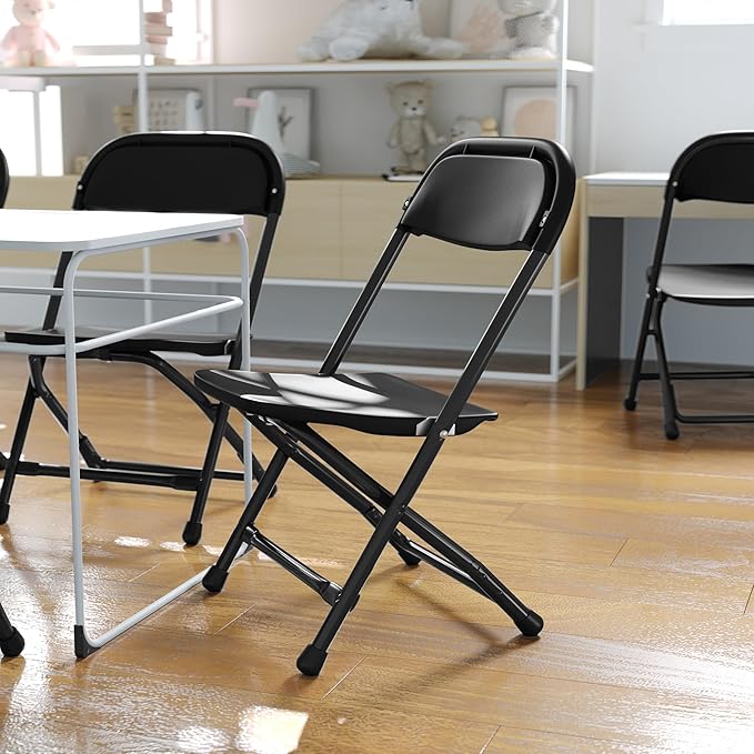 Flash Furniture 2 Pack Kids Black Plastic Folding Chair