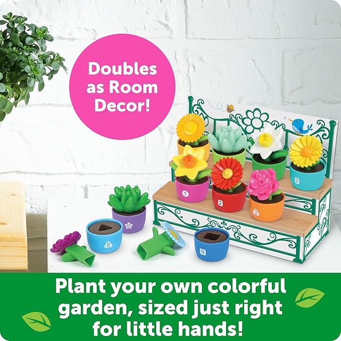 Learning Resources Shape & Color Garden, Flower Toys for Toddlers, Travel Toys, Sorting and Stacking Toys, Ages 18 Months+, 20 Pieces