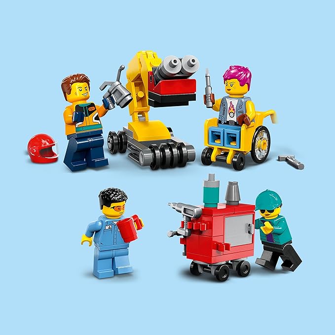 LEGO City Custom Car Garage, Toy Garage Building Set with 2 Customizable Cars, Pretend Play Mechanic Toy with 4 Mini Figures, Birthday Gift Idea for Boys, Girls, Kids Who Love Cars Age 6+, 60389