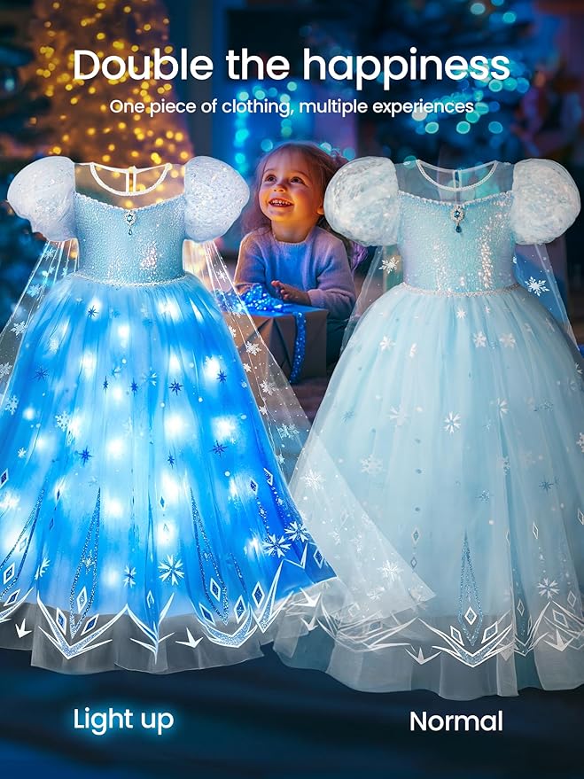 Princess Dresses for Girls, Princess Costume for Girls, Light Up Princess Dress, Toddler Princess Dress, Halloween Costume for Girls, Princess Birthday Dress, 120