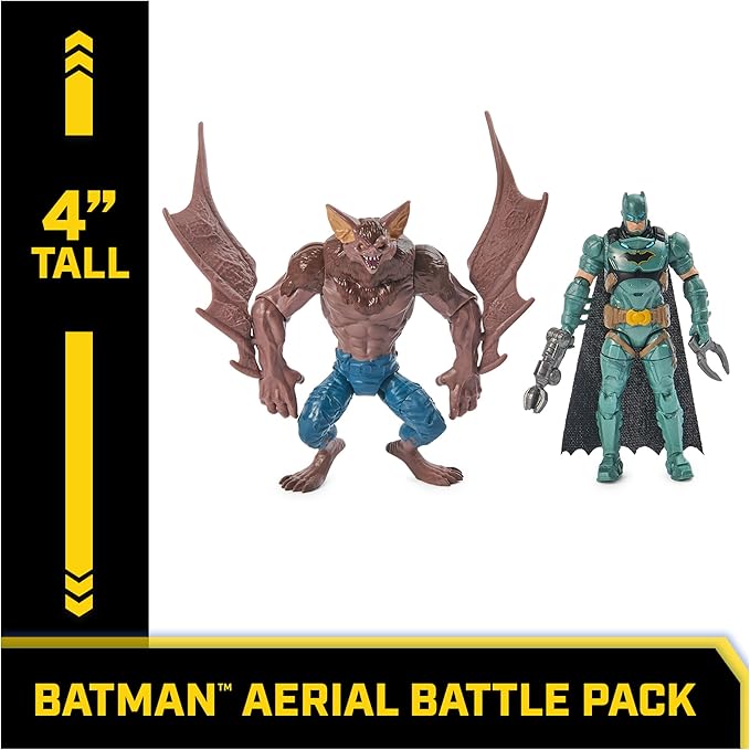 DC Comics, Batman Aerial Battle Pack (Amazon Exclusive), Batwing Vehicle, 4-inch Batman & Man-Bat Action Figure, Super Hero Kids Toys for Boys & Girls