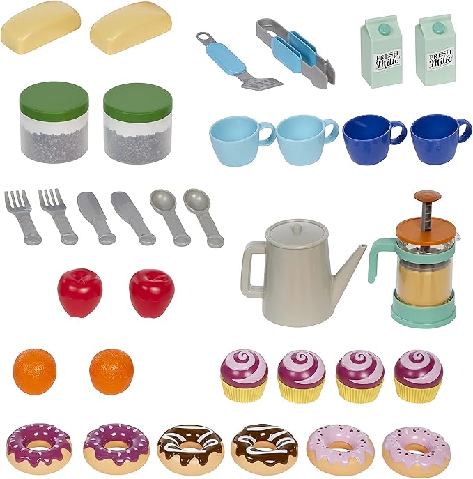 Little Tikes Real Wood Café & Bakery Exclusive Wooden Play Kitchen with Realistic Lights Sounds and Dual-Sided, 20+ Accessories Set- Gift for Kids, Toy for Girls Boys Ages 3 4 5+ Years