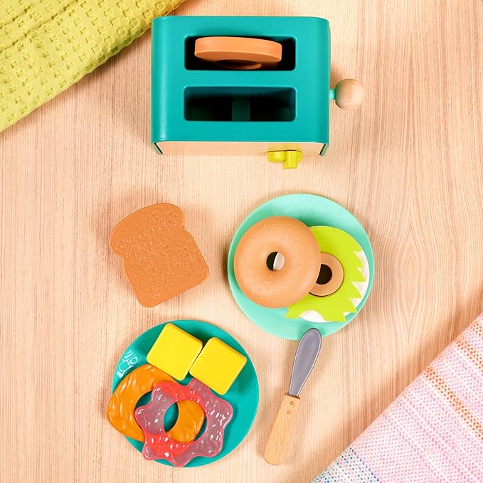 B. toys- Mini Chef - Toaster Playset- Pretend Play Breakfast Playset – 14pc Brunch Set – Pop-Up Toast & Sounds– 3 Years +