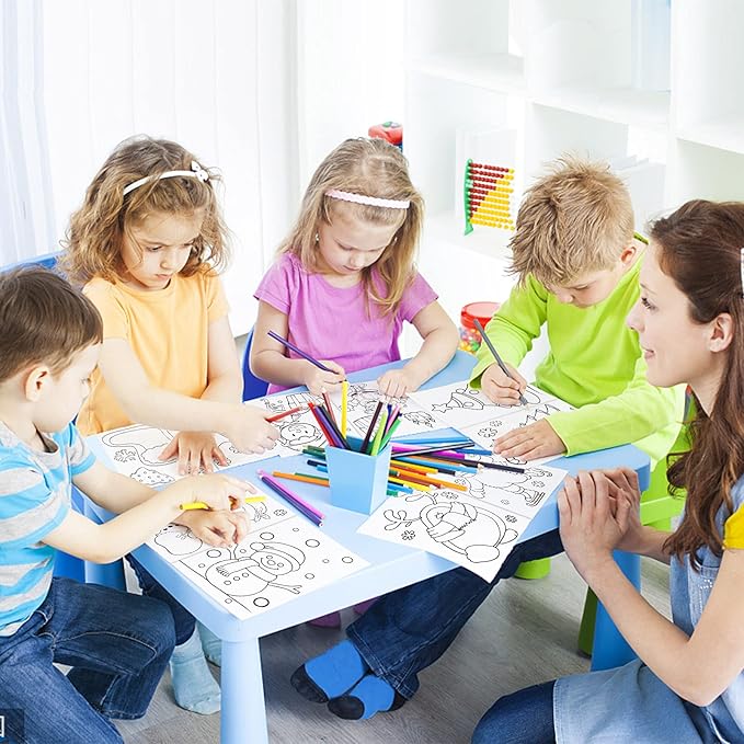 Omgouue 32Pcs Christmas Coloring Books for Kids - Xmas Coloring Book for Kids All Ages Indoor Activities at Home Party Favors Gift Supplies