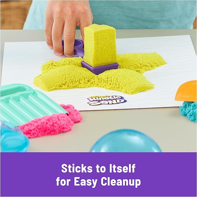 Kinetic Sand, Ultimate Sandisfying Set with 2lbs Play Sand (Pink, Yellow & Teal), 10 Tools & Molds, Sensory Toys for Kids Ages 7 and up