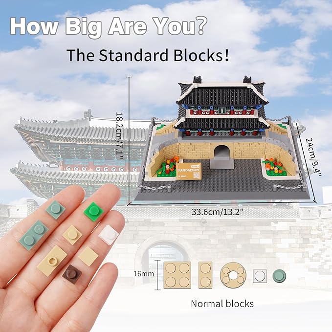 Oichy Namdaemun Model Building Kits, World Famous Architecture Building Blocks Set, Collection Namdaemun Toys Gifts Set for Adults and Kids(900 PCS)