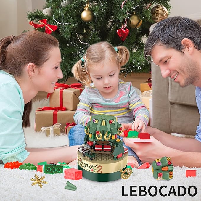 Christmas Tree Music Box Building Blocks - DIY Xmas Building Kit (360 Components)