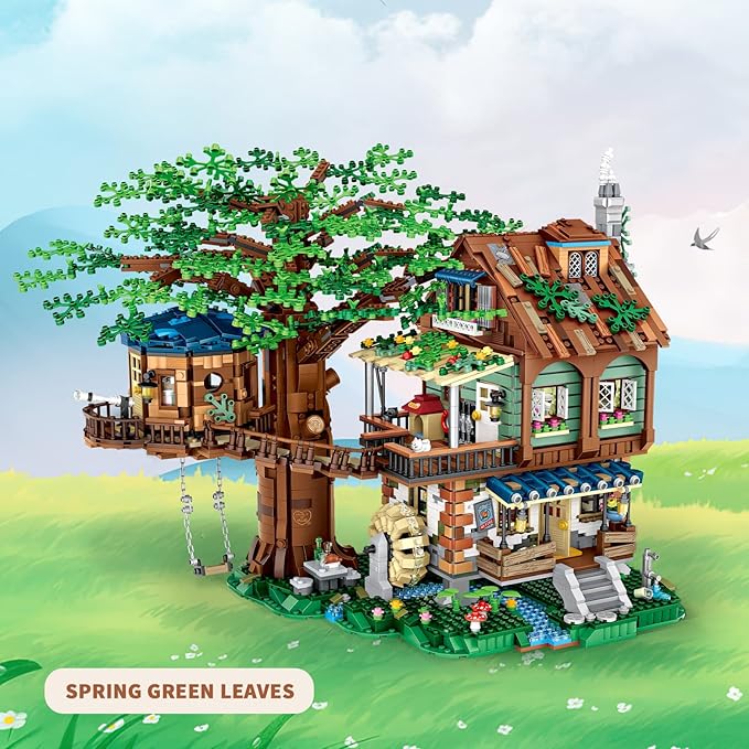 Idea Tree House Bricks Model Toys Set, Forest House Building Blocks Street View Sets, for Adults Ages 14+ Tree House Display 4761 PCS（Not Compatible with Lego Set ）