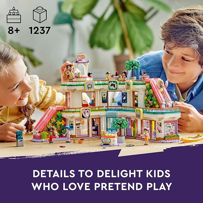 LEGO Friends Heartlake City Shopping Mall Toy, Building Kit with Mini-Doll Accessories for Kids to Build Social Skills and Play Together, Gift Set for 8 Year Old Kids, Girls and Boys, 42604