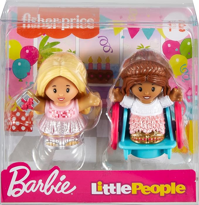 Fisher-Price Little People Toddler Toys Barbie Party Figure Set with 2 Characters for Preschool Pretend Play Kids Ages 18+ Months